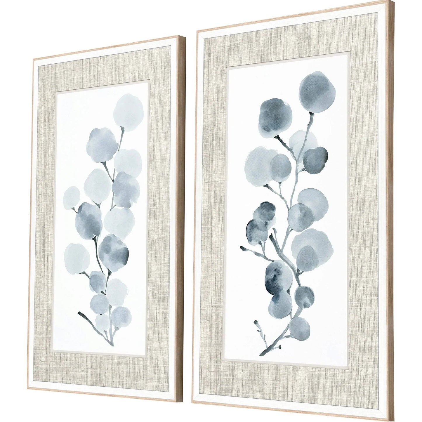 Gray Botanical Wood Framed Wall Art 2PC