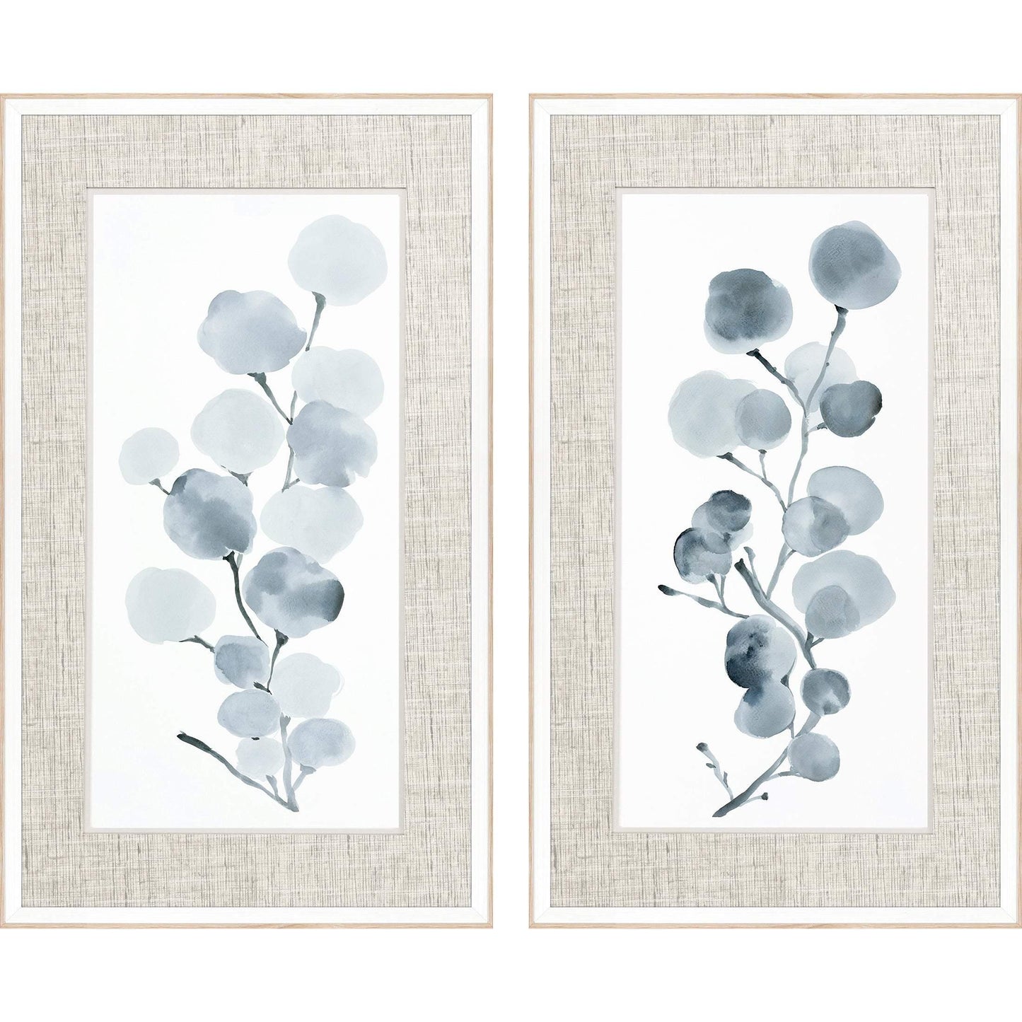 Gray Botanical Wood Framed Wall Art 2PC