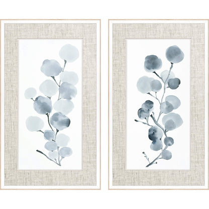 Gray Botanical Wood Framed Wall Art 2PC