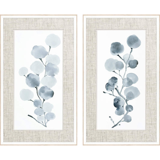 Gray Botanical Wood Framed Wall Art 2PC