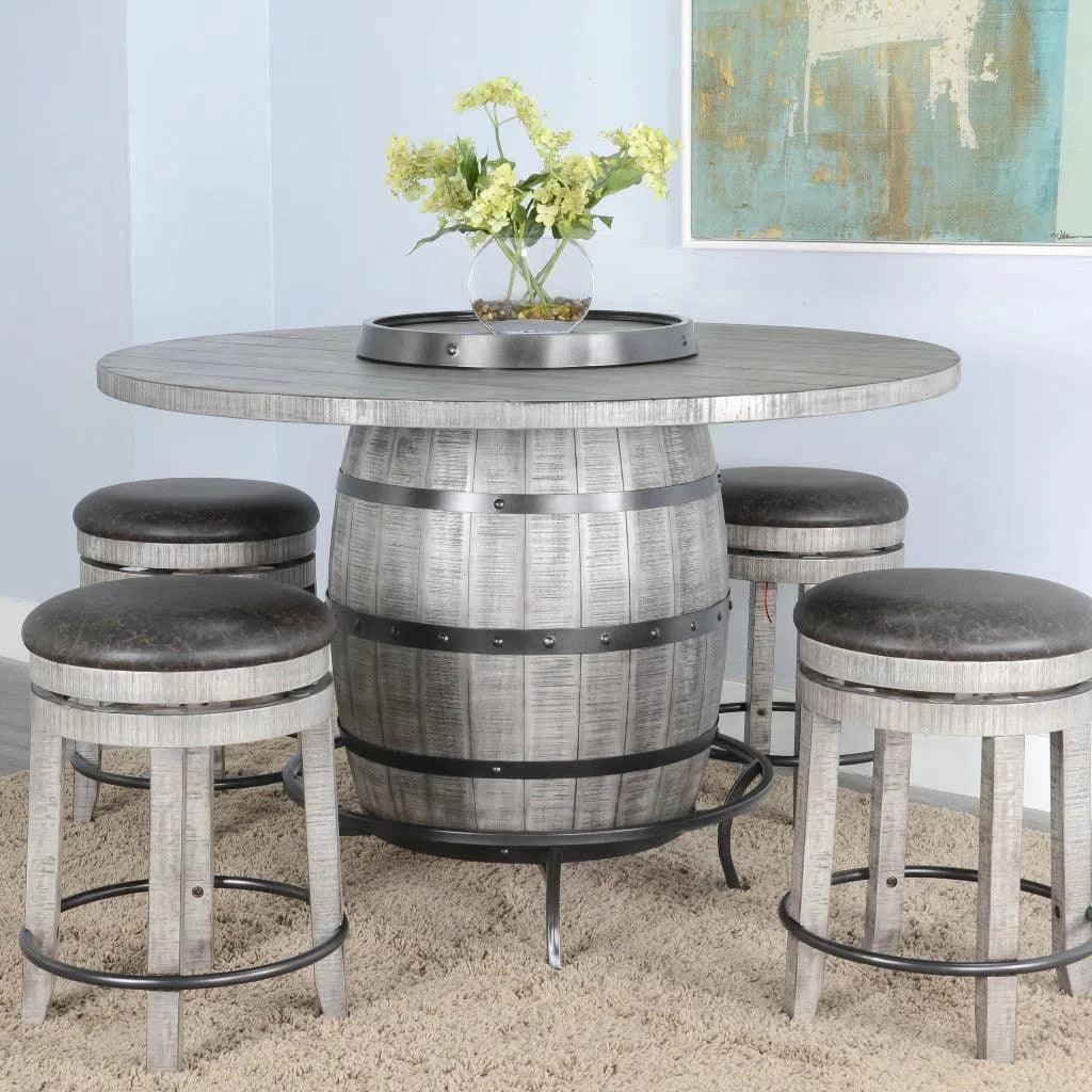 Gray Counter Height Barrell Pub Table Lazy Susan - LOOMLAN - Sunny D - Counter Tables