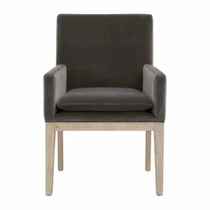 Arm Chairs Drake Arm Chair Gray Velvet Natural Gray Oak - LOOMLAN - Essentials For Living - Dining Chairs