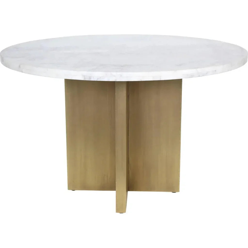 Graze Marble & Iron White Round Dining Table-Dining Tables-Moe's Home-LOOMLAN