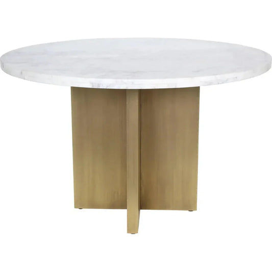 Graze Marble & Iron White Round Dining Table-Dining Tables-Moe's Home-LOOMLAN