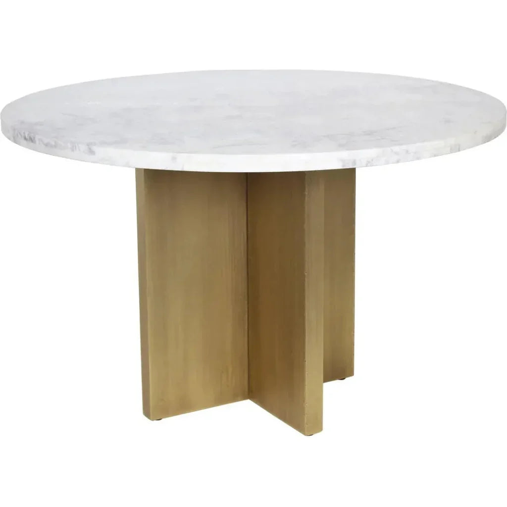 Graze Marble & Iron White Round Dining Table-Dining Tables-Moe's Home-LOOMLAN