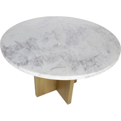 Graze Marble & Iron White Round Dining Table-Dining Tables-Moe's Home-LOOMLAN