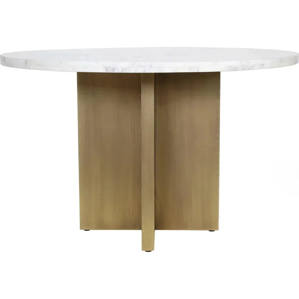 Graze Marble & Iron White Round Dining Table-Dining Tables-Moe's Home-LOOMLAN