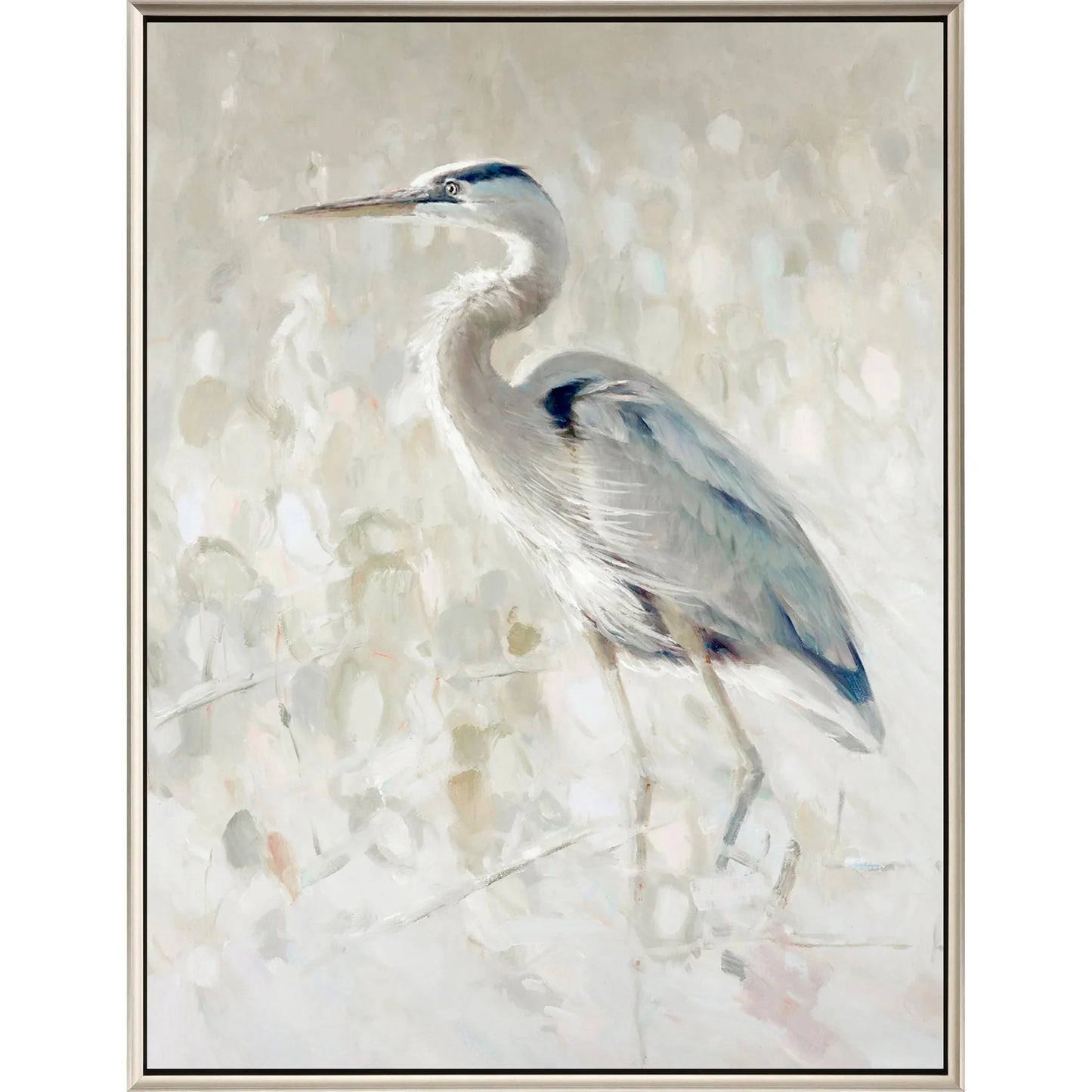 Great Blue Heron Hand Assembled Canvas Art