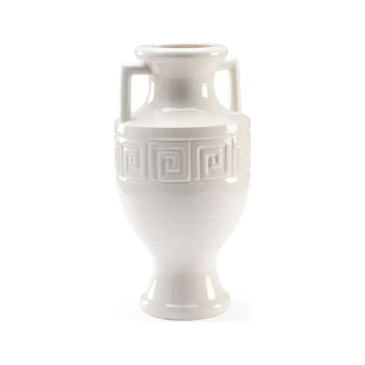 Grecian Whte Ceramic Urn - LOOMLAN - Chelsea House - Vases & Jars