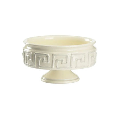 Greco Ceramic Made White Compote Bowl - LOOMLAN - Wildwood - Boxes & Bowls