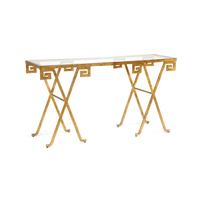 Greek Key Gold Leaf On Iron Frame Console Table - LOOMLAN - Chelsea House - Console Tables