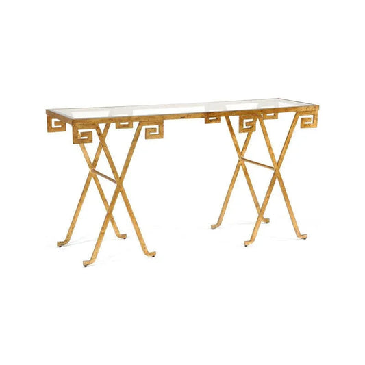 Greek Key Gold Leaf On Iron Frame Console Table - LOOMLAN - Chelsea House - Console Tables