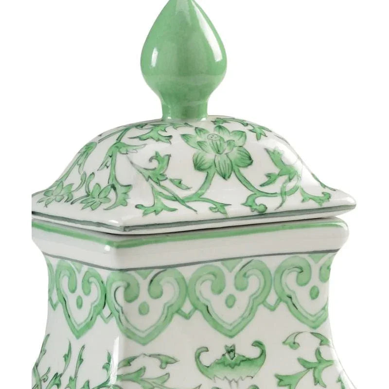 Green Covered Porcelain Urn - LOOMLAN - Chelsea House - Vases & Jars