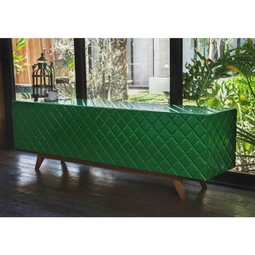 Green Diamond Wood Credenza or TV Stand - LOOMLAN - Victor Betancourt - Sideboards