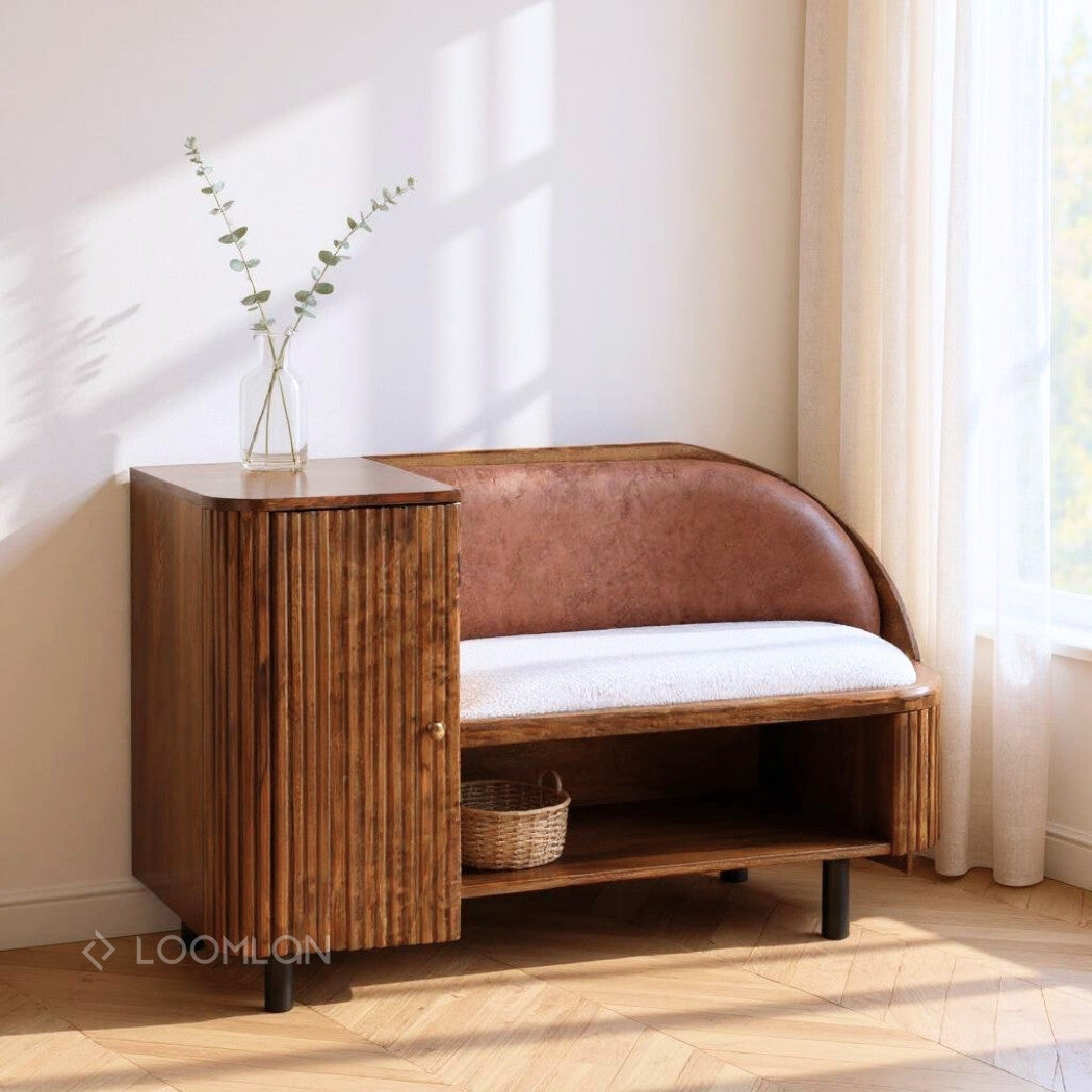Grene Leather Bedroom Bench With Storage