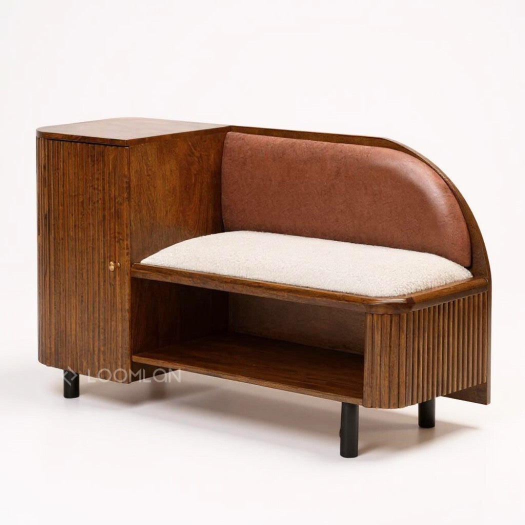 Grene Leather Bedroom Bench With Storage