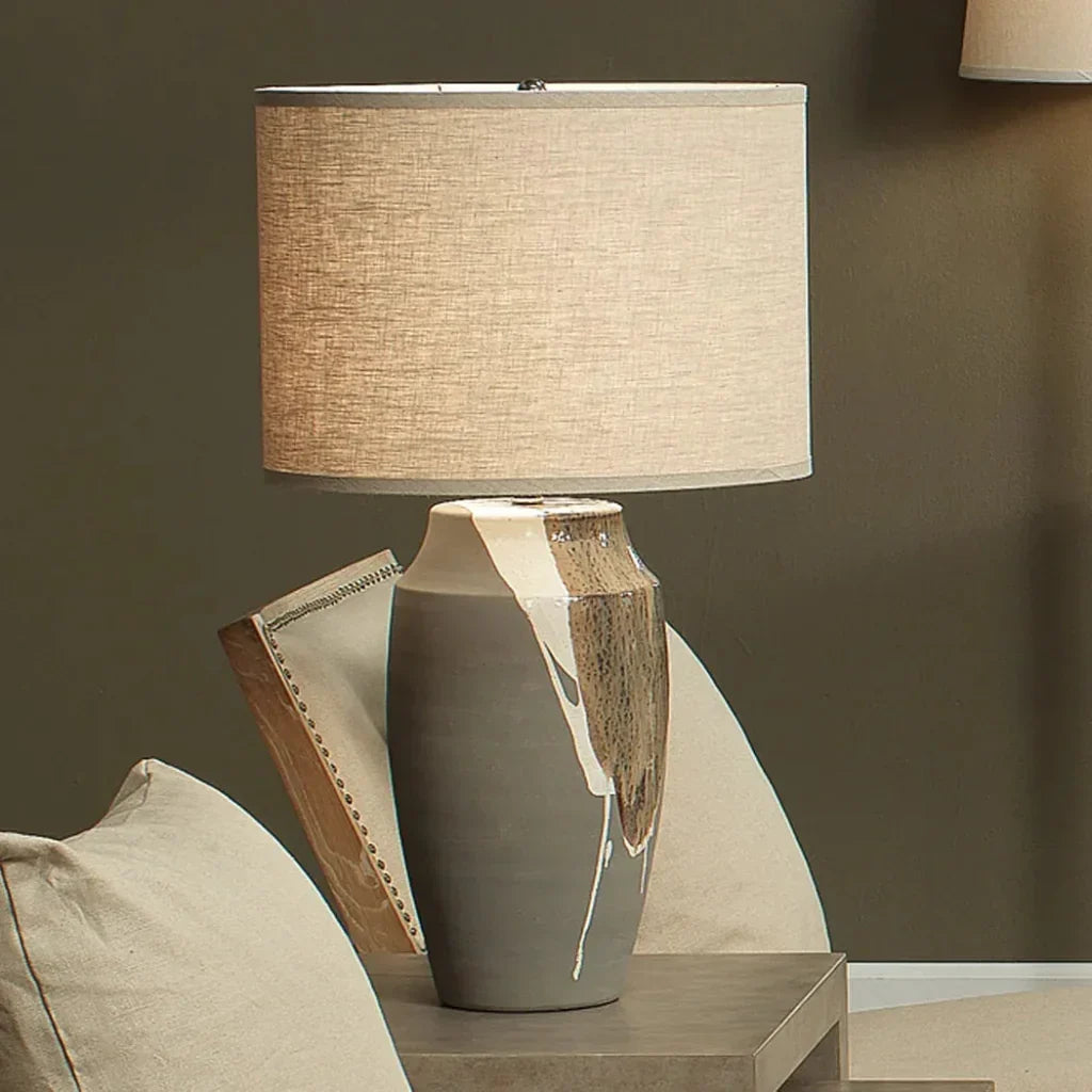 Grey Ceramic Landslide Table Lamp - LOOMLAN - Jamie Young - Table Lamps
