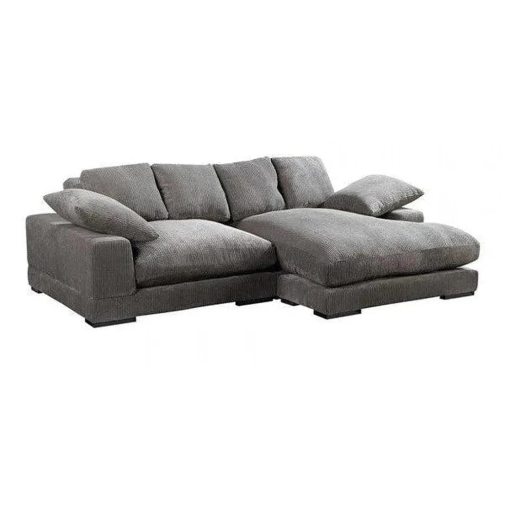Grey Corduroy Reversible Sectional Sofa-Modular Sofas-Moe's Home-LOOMLAN