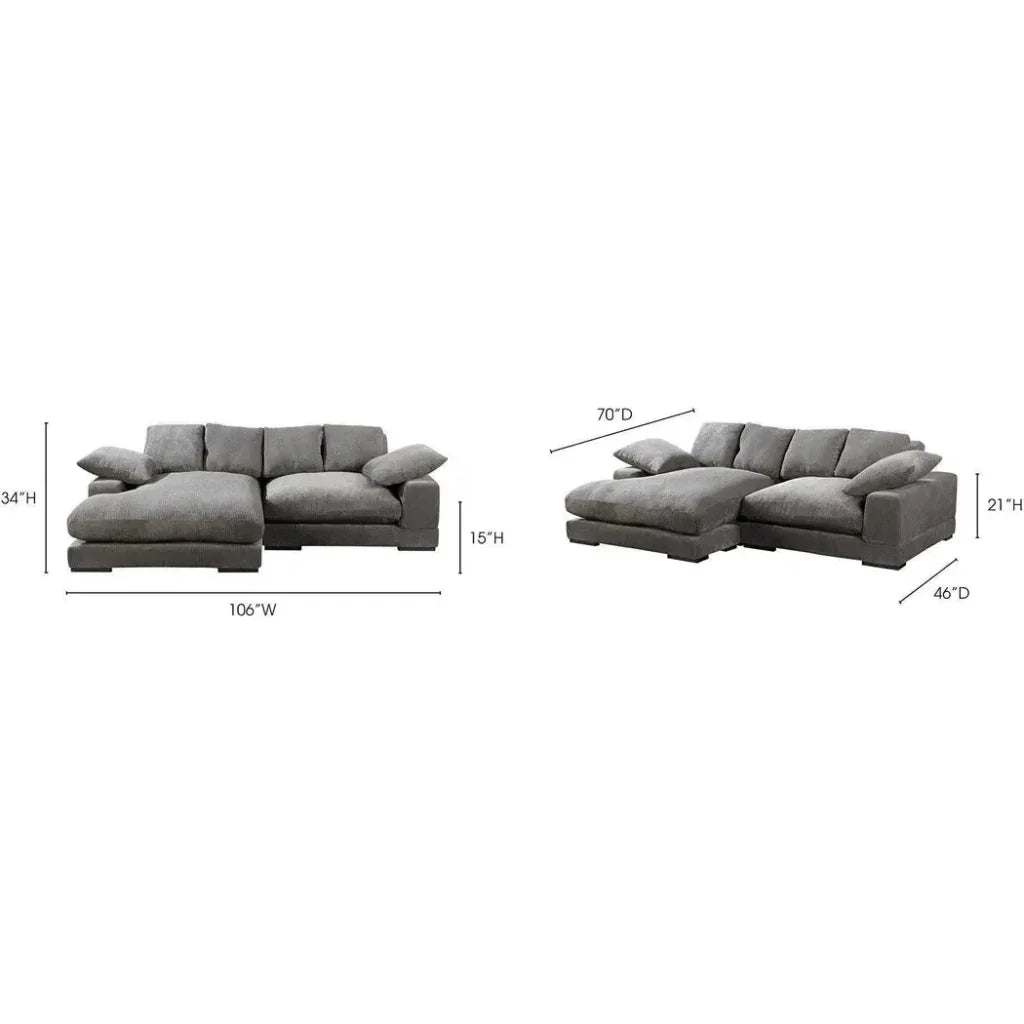 Grey Corduroy Reversible Sectional Sofa-Modular Sofas-Moe's Home-LOOMLAN