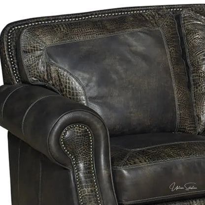 Grey Croc Western Couch Grey Alligator Embossed Leather - LOOMLAN - Uptown Sebastian - Sofas & Loveseats