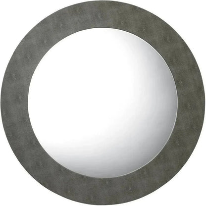 Grey Faux Shagreen Chester Round Wall Mirror - LOOMLAN - Jamie Young - Wall Mirrors