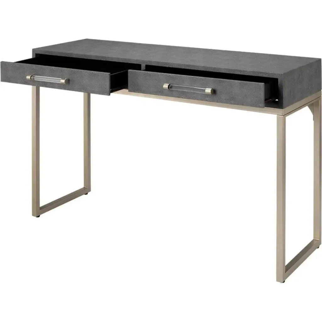 Grey FauxLeather Iron Kain Console - LOOMLAN - Jamie Young - Console Tables