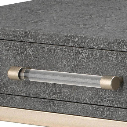 Grey FauxLeather Iron Kain Console - LOOMLAN - Jamie Young - Console Tables