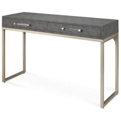 Grey FauxLeather Iron Kain Console - LOOMLAN - Jamie Young - Console Tables
