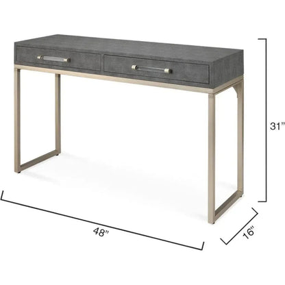 Grey FauxLeather Iron Kain Console - LOOMLAN - Jamie Young - Console Tables
