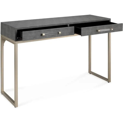 Grey FauxLeather Iron Kain Console - LOOMLAN - Jamie Young - Console Tables