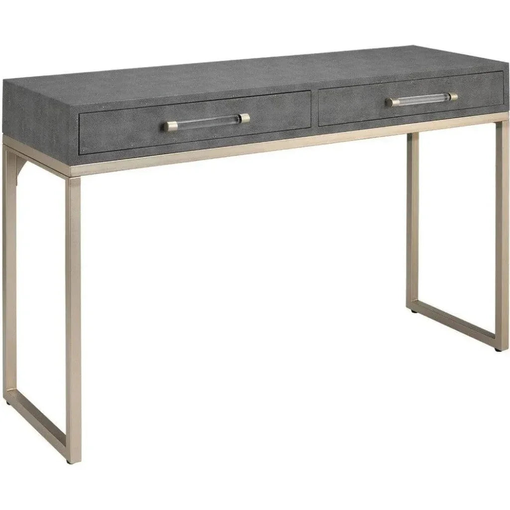 Grey FauxLeather Iron Kain Console - LOOMLAN - Jamie Young - Console Tables