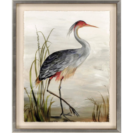 Grey Heron Study Wood Framed Wall Art