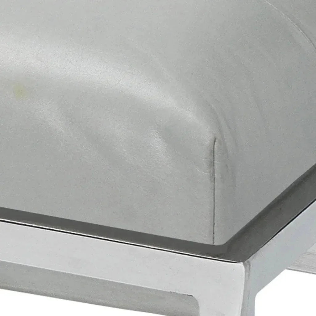 Grey Leather Metal Shelby Bench Backless - LOOMLAN - Jamie Young - Bedroom Benches