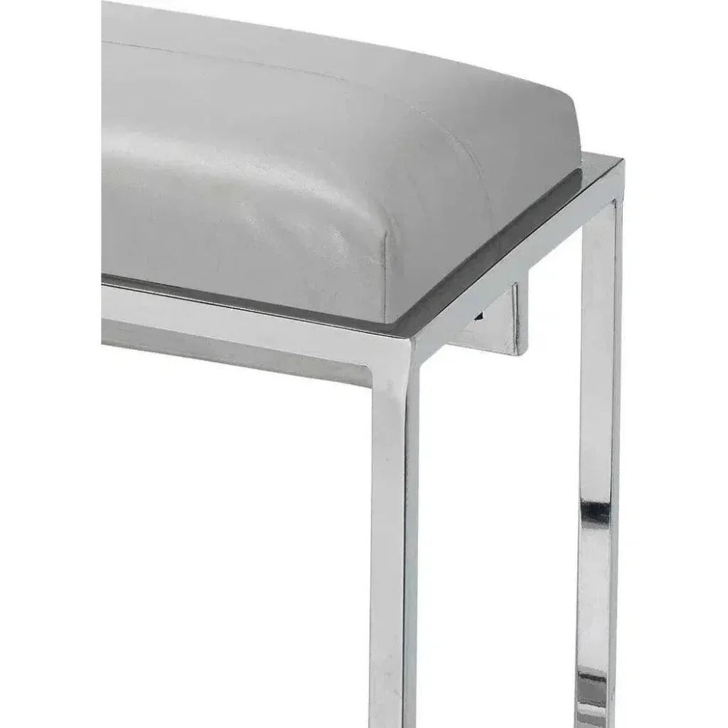 Grey Leather Metal Shelby Bench Backless - LOOMLAN - Jamie Young - Bedroom Benches