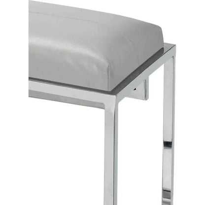 Grey Leather Metal Shelby Bench Backless - LOOMLAN - Jamie Young - Bedroom Benches