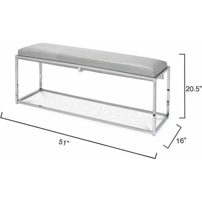 Grey Leather Metal Shelby Bench Backless - LOOMLAN - Jamie Young - Bedroom Benches