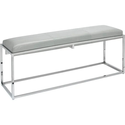 Grey Leather Metal Shelby Bench Backless - LOOMLAN - Jamie Young - Bedroom Benches