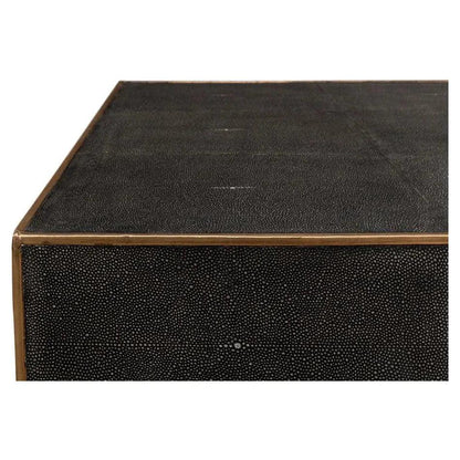 Grey Leather Shagreen Cocktail Coffee Table Rectangle - LOOMLAN - Sarreid - Coffee Tables