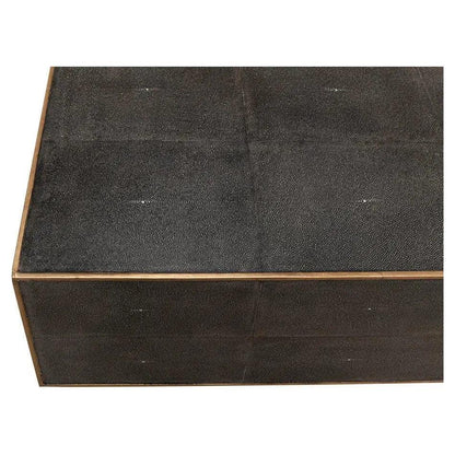 Grey Leather Shagreen Cocktail Coffee Table Rectangle - LOOMLAN - Sarreid - Coffee Tables