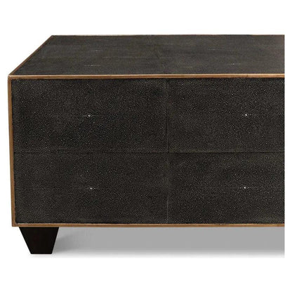 Grey Leather Shagreen Cocktail Coffee Table Rectangle - LOOMLAN - Sarreid - Coffee Tables