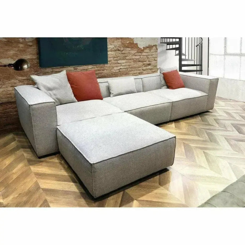 Grey Modular Sectional Sofa Slipper Chair In Barley-Modular Components-Diamond Sofa-LOOMLAN