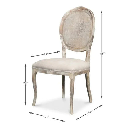 Oval Cane Back Set Chair Grey Oak Taupe - LOOMLAN - Sarreid - Dining Chairs