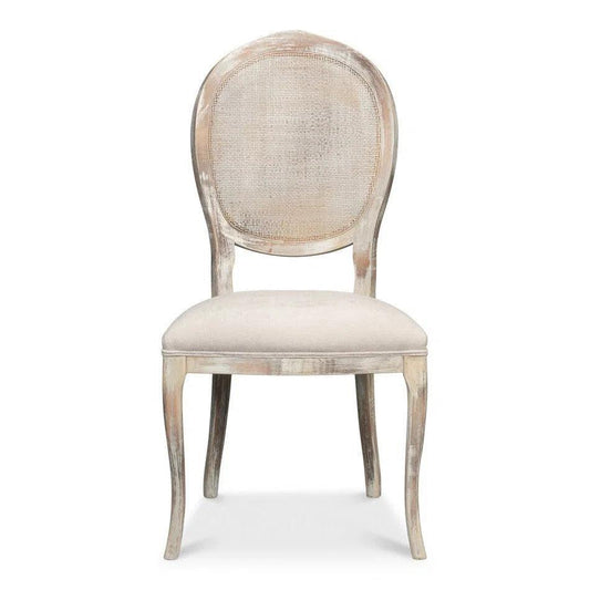 Oval Cane Back Set Chair Grey Oak Taupe - LOOMLAN - Sarreid - Dining Chairs