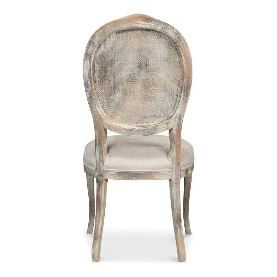 Oval Cane Back Set Chair Grey Oak Taupe - LOOMLAN - Sarreid - Dining Chairs