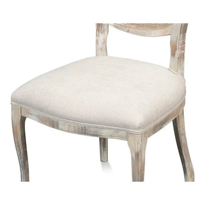 Oval Cane Back Set Chair Grey Oak Taupe - LOOMLAN - Sarreid - Dining Chairs