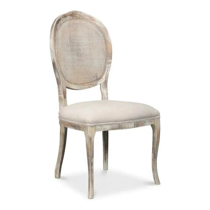 Oval Cane Back Set Chair Grey Oak Taupe - LOOMLAN - Sarreid - Dining Chairs