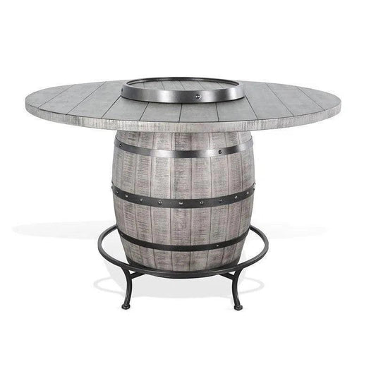 Grey Round Counter Barrel Table Set Barstools 5 PC Set-Dining Table Sets-Sunny D-LOOMLAN