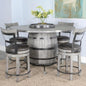 Grey Round Counter Barrel Table Set Barstools 5 PC Set-Dining Table Sets-Sunny D-LOOMLAN