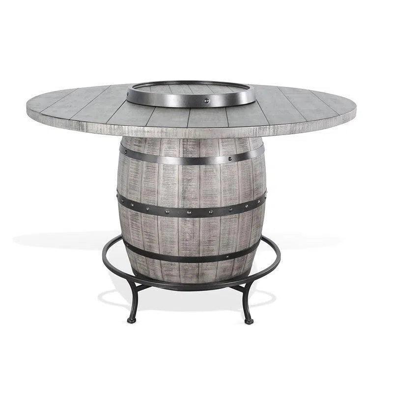 Grey Round Counter Barrel Table Set Stoolsout Backs-Dining Table Sets-Sunny D-LOOMLAN