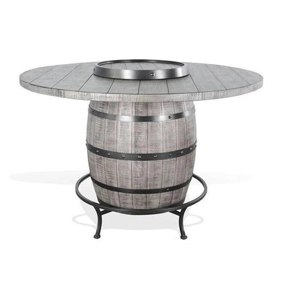 Grey Round Counter Barrel Table Set Stoolsout Backs-Dining Table Sets-Sunny D-LOOMLAN